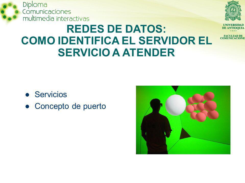 Servicios Concepto de puerto REDES DE DATOS: COMO IDENTIFICA EL SERVIDOR EL SERVICIO A ATENDER