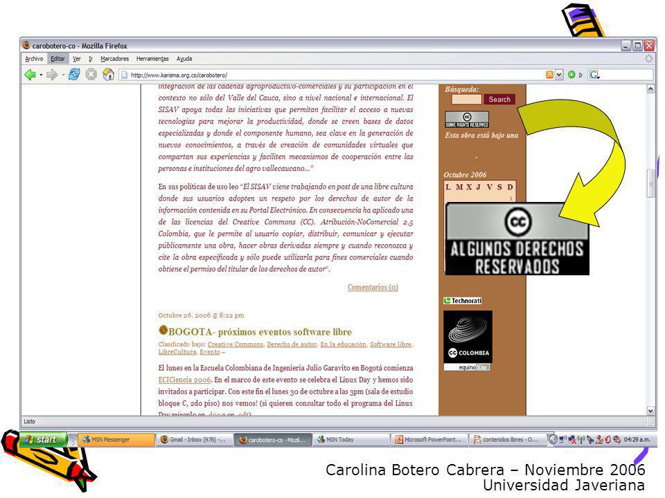 Carolina Botero Cabrera – Noviembre 2006 Universidad Javeriana