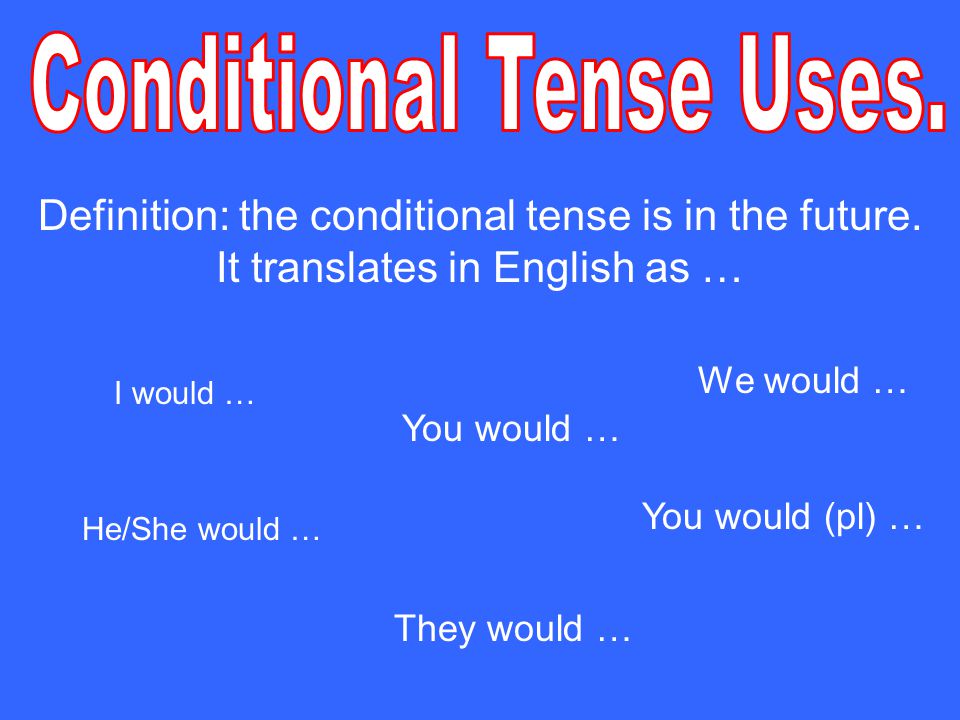 Definition: the conditional tense is in the future.