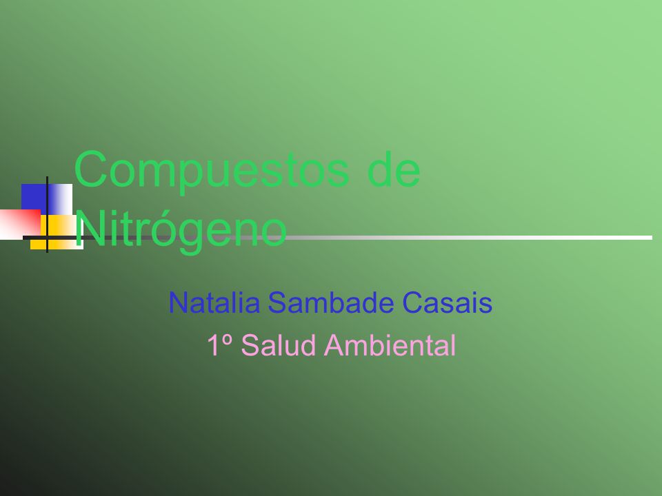 Compuestos de Nitrógeno Natalia Sambade Casais 1º Salud Ambiental