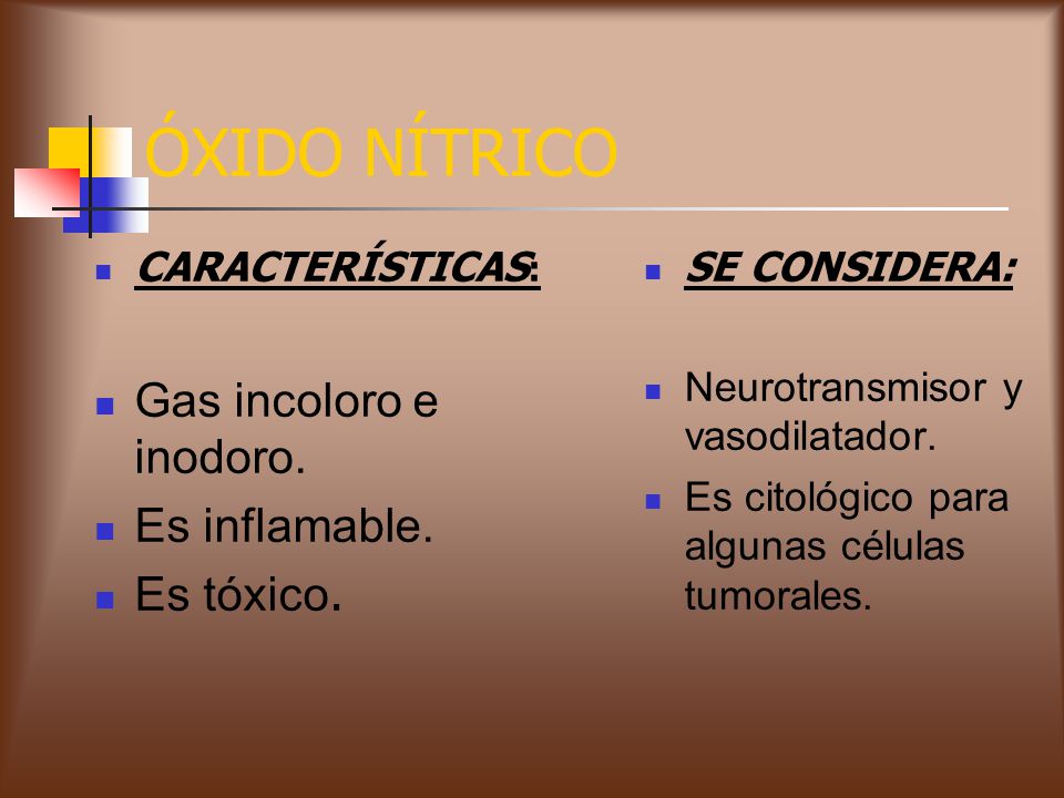 ÓXIDO NÍTRICO CARACTERÍSTICAS : Gas incoloro e inodoro.