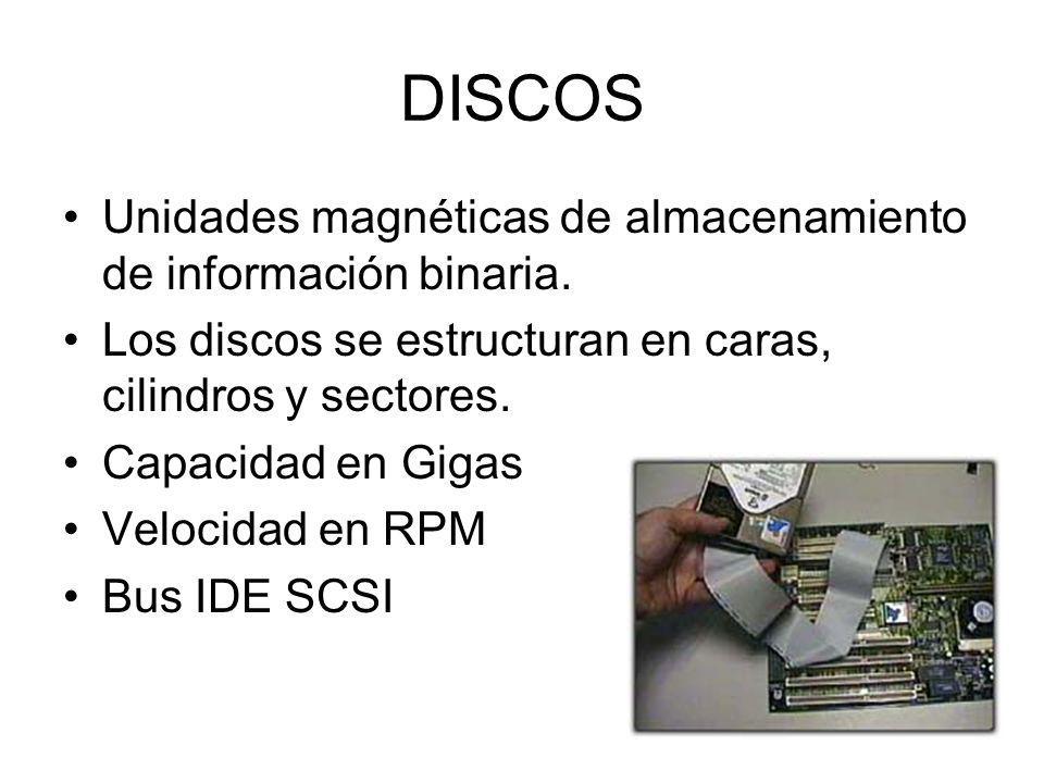 DISCOS Unidades magnéticas de almacenamiento de información binaria.