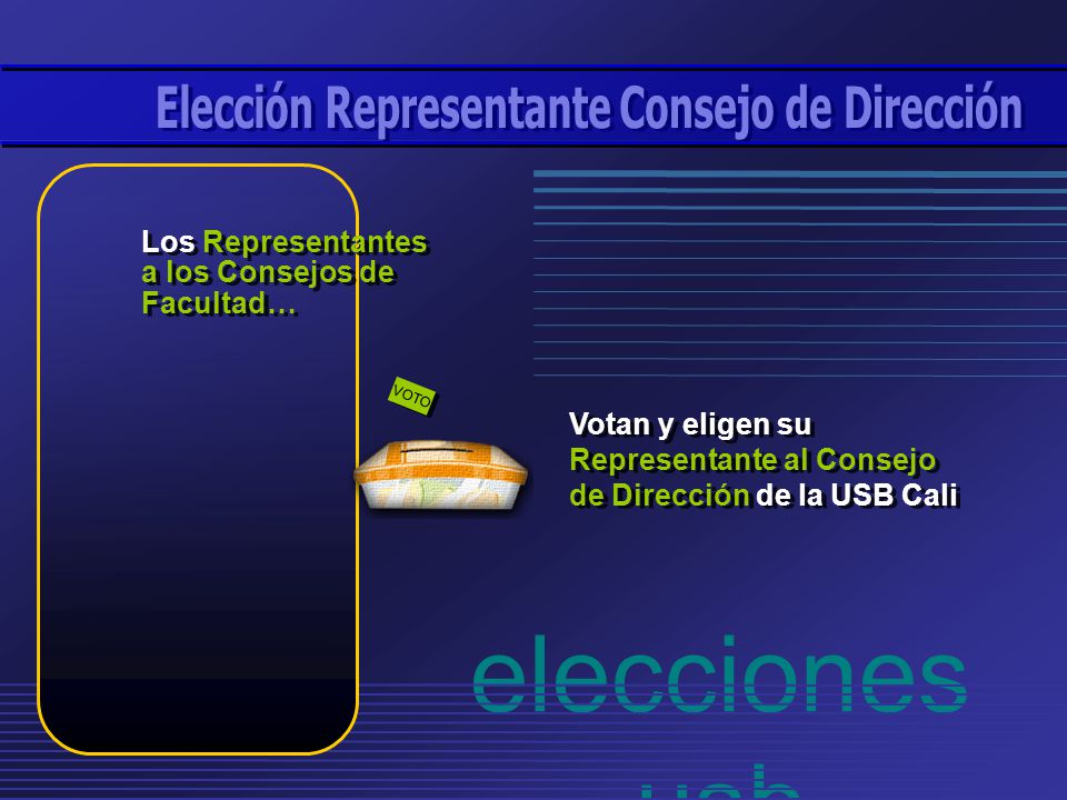 elecciones usb Votan y eligen su Representante al Consejo de Dirección de la USB Cali VOTO Los Representantes a los Consejos de Facultad…
