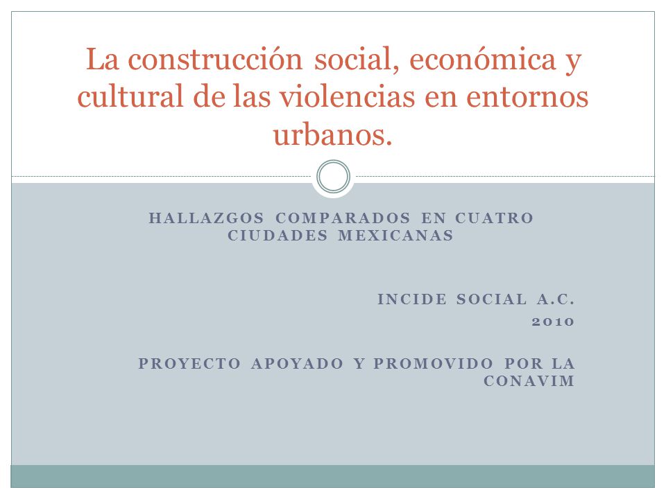 HALLAZGOS COMPARADOS EN CUATRO CIUDADES MEXICANAS INCIDE SOCIAL A.C.