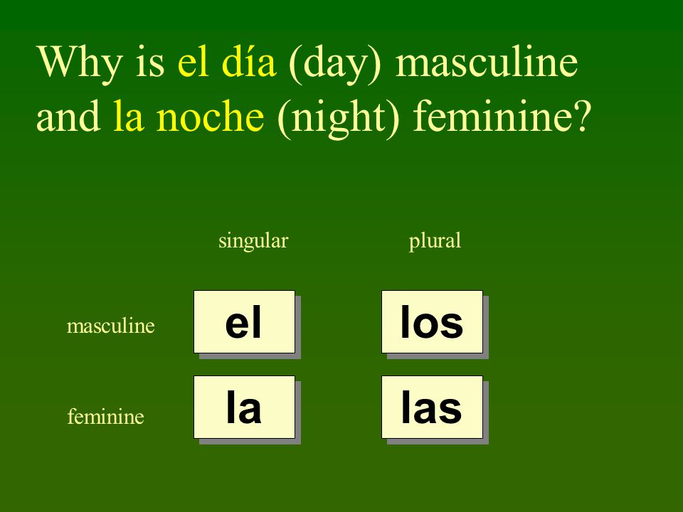 Why is el día (day) masculine and la noche (night) feminine.