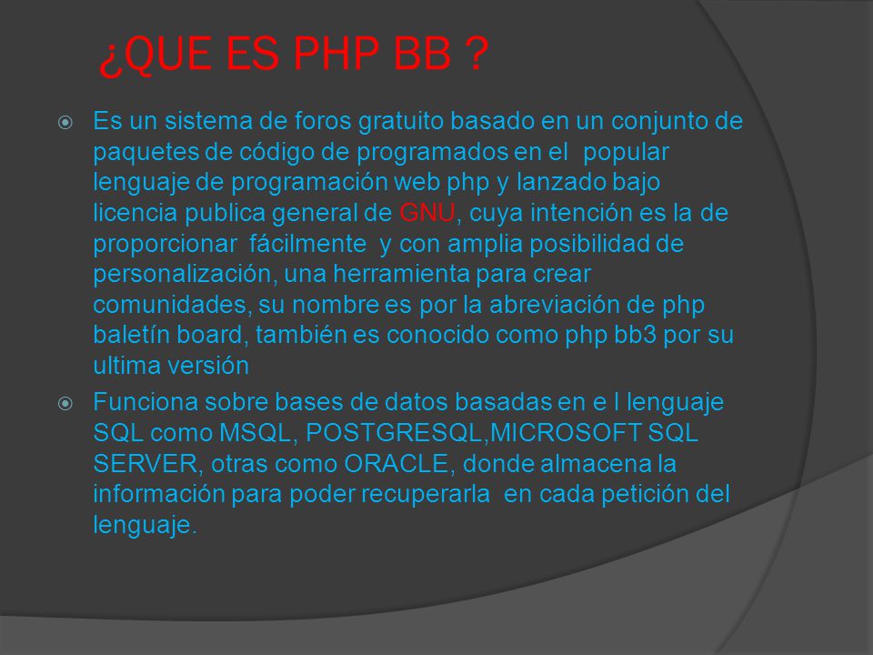 ¿QUE ES PHP BB .