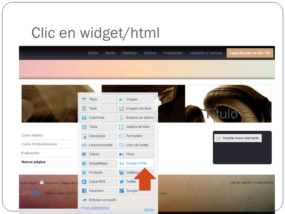 Clic en widget/html