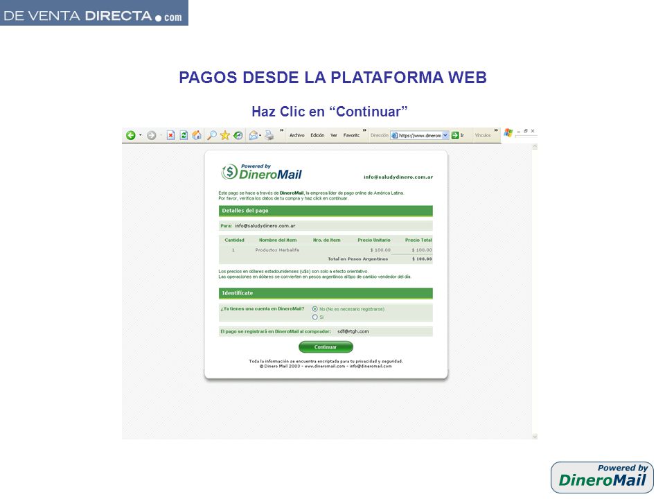 PAGOS DESDE LA PLATAFORMA WEB Haz Clic en Continuar