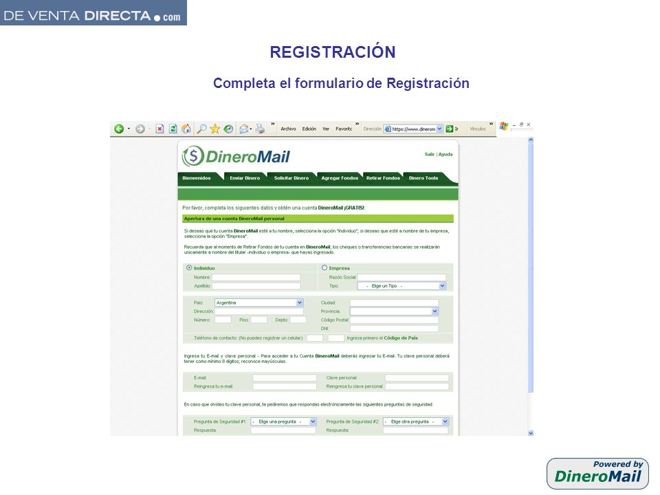 REGISTRACIÓN Completa el formulario de Registración