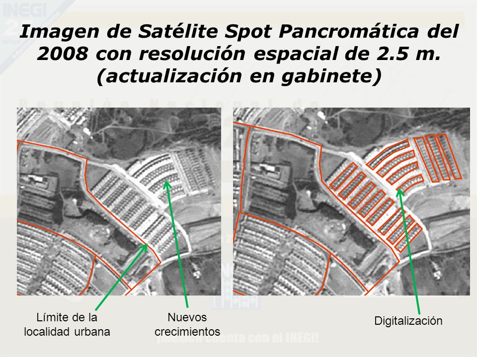 Imagen de Satélite Spot Pancromática del 2008 con resolución espacial de 2.5 m.
