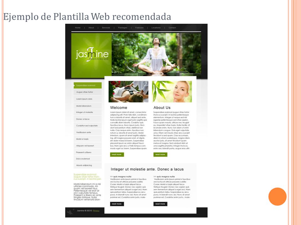 Ejemplo de Plantilla Web recomendada