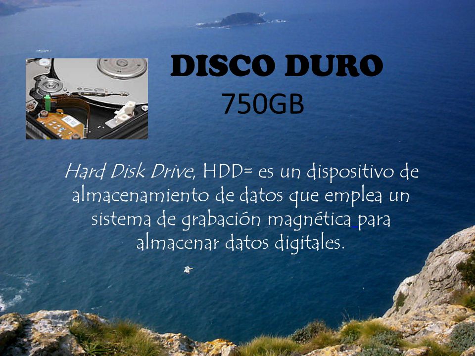 DISCO DURO 750GB Hard Disk Drive, HDD= es un dispositivo de almacenamiento de datos que emplea un sistema de grabación magnética para almacenar datos digitales.