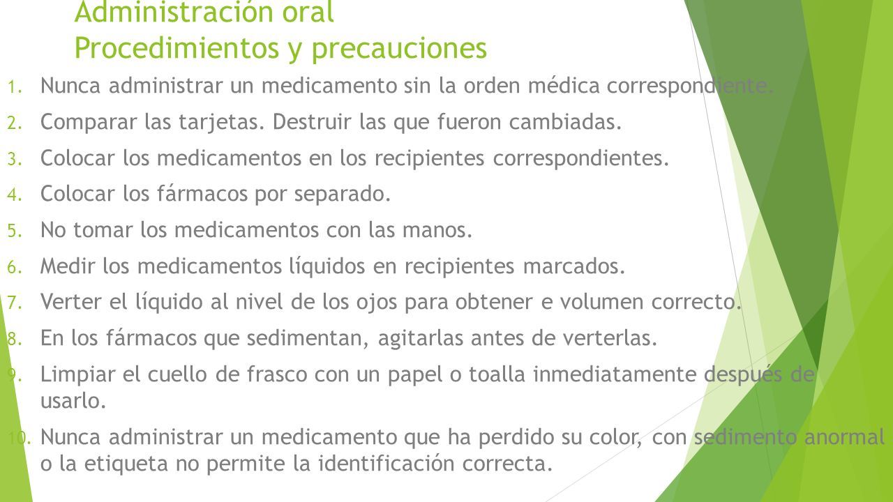 Administración Oral Procedimientos Y Precauciones 1. Nunca Administrar ...