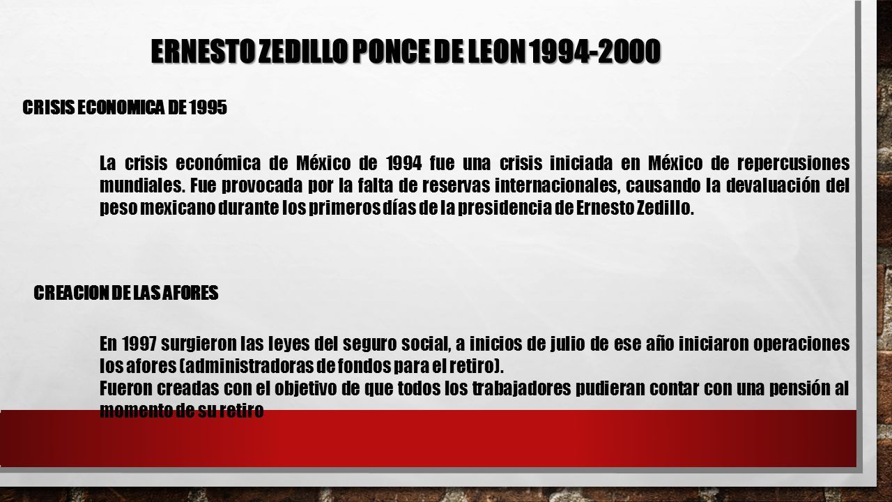 ERNESTO ZEDILLO PONCE DE LEON CRISIS ECONOMICA DE 1995 La crisis económica  de México de 1994 fue una crisis iniciada en México de repercusiones. - ppt  descargar