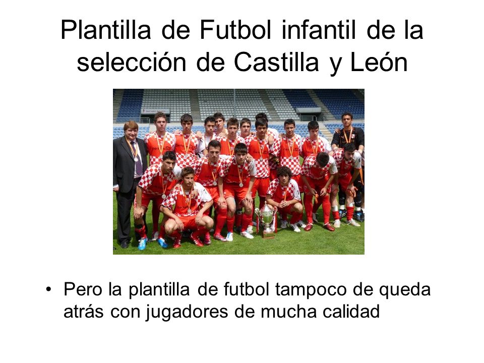 Plantilla de Futbol infantil de la selección de Castilla y León Pero la plantilla de futbol tampoco de queda atrás con jugadores de mucha calidad