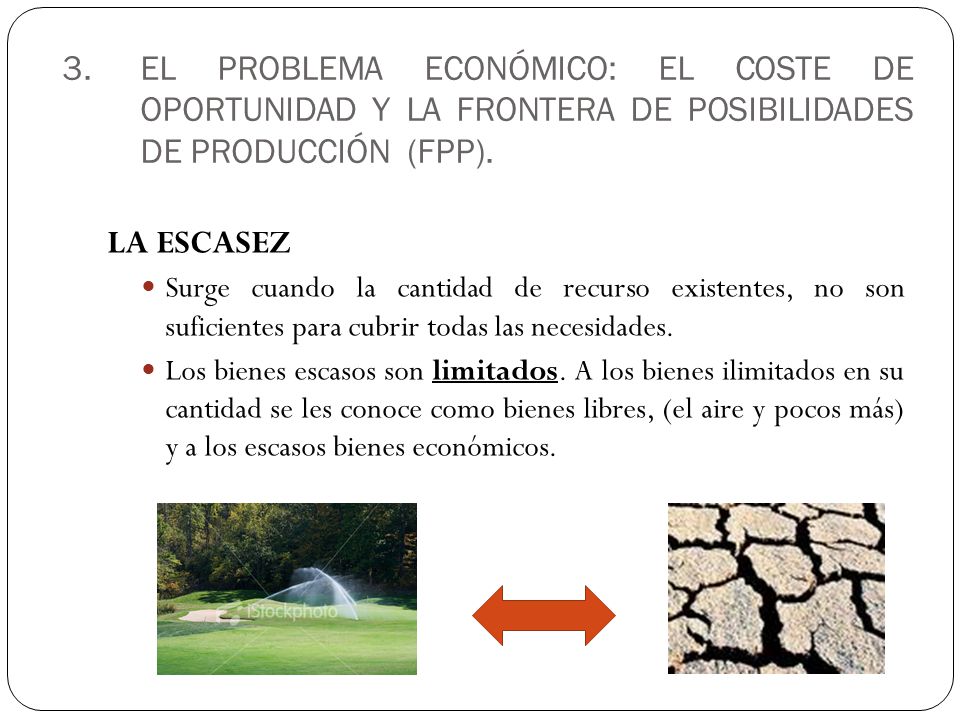 3.EL PROBLEMA ECONÓMICO: EL COSTE DE OPORTUNIDAD Y LA FRONTERA DE POSIBILIDADES DE PRODUCCIÓN (FPP).
