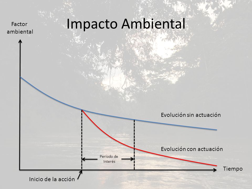 Impacto Ambiental Evolución sin actuación Evolución con actuación Período de Interés Inicio de la acción Tiempo Factor ambiental