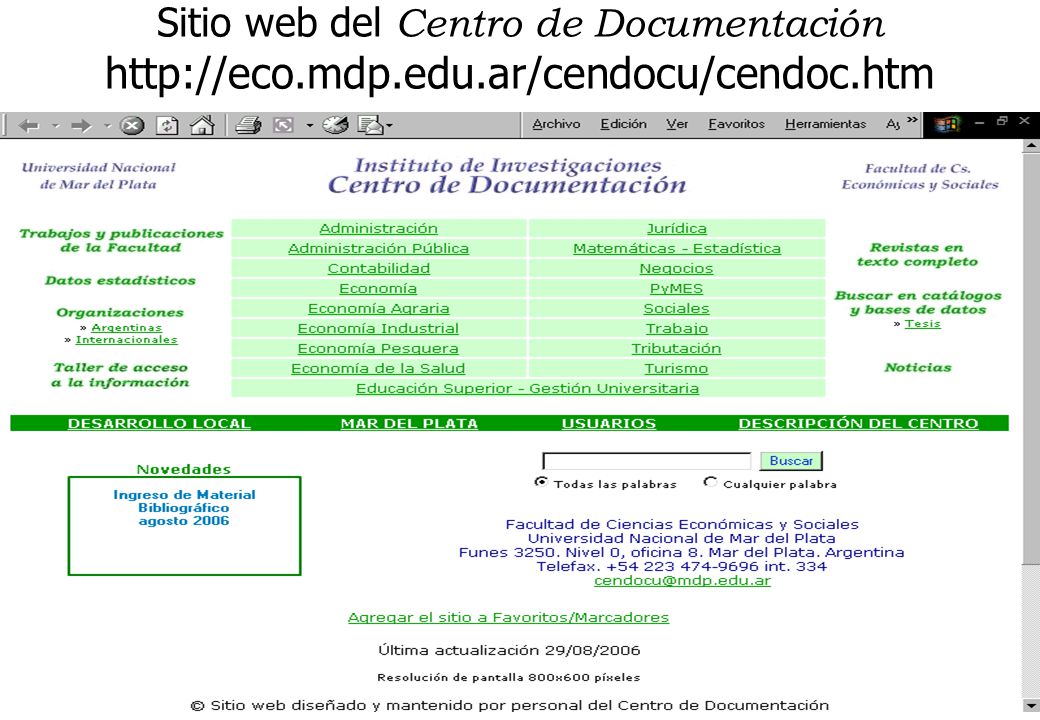 Ingrese al sitio web del Centro de Documentación