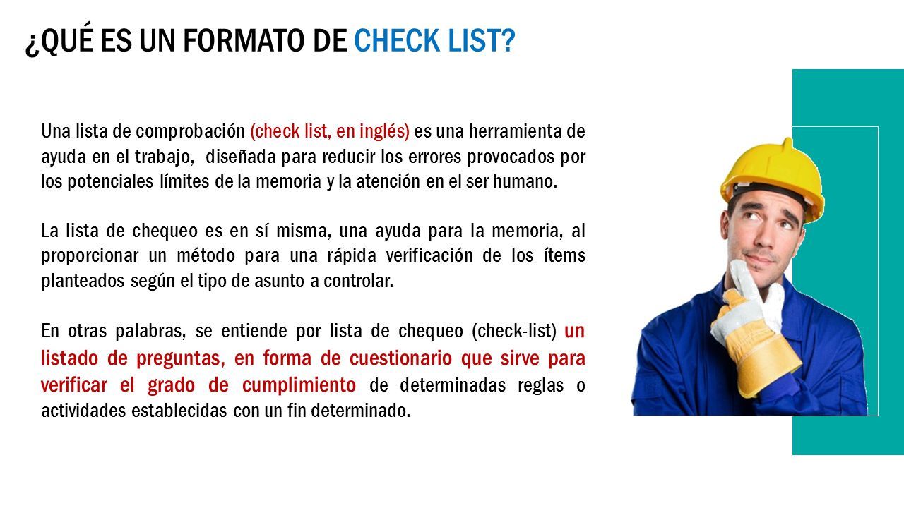 CHECK LIST DE PRE USO DE EQUIPOS Importancia de su aplicación. - ppt  descargar