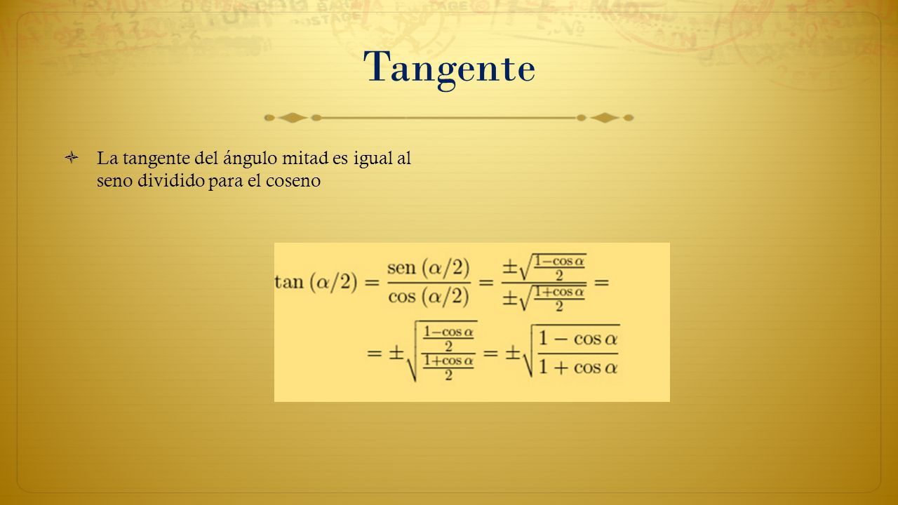 FUNCIONES TRIGONOMÉTRICAS DEL ÁNGULO MITAD NICOLÁS AGUIRRE, BRYAN ...