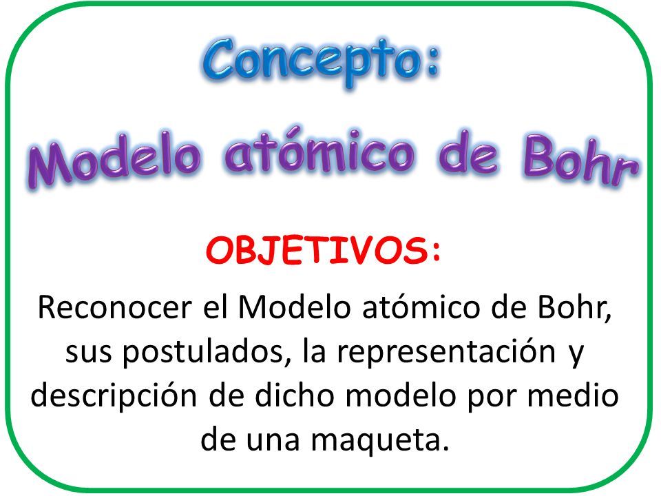 Objetivos Reconocer El Modelo Atómico De Bohr Sus