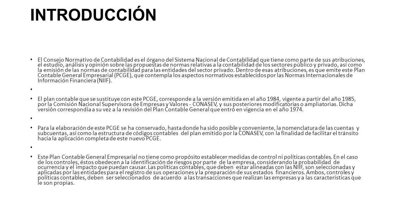 Plan Contable Empresarial Introduccion El Consejo Normativo De Contabilidad Es El Organo Del Sistema Nacional De Contabilidad Que Tiene Como Parte De Ppt Descargar